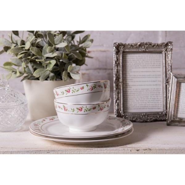 Porcelain bowl soup bowl fruit bowl serving bowl rose flower border