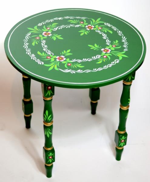 Flamenco table painted green round