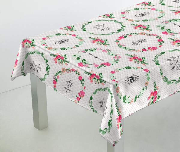Stoff für Tischdecken Schmutzabweisend Blumen Pink Baumwolle Polyester mit Teflonharz behandelt 140 cm Breite Landhausstil modern