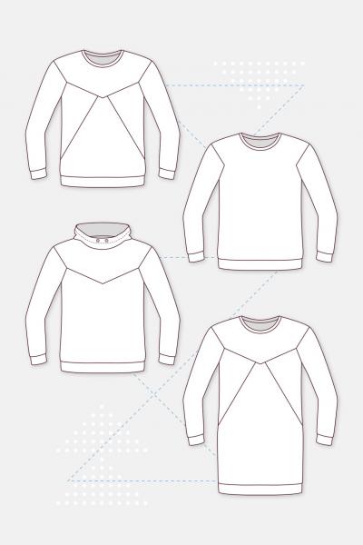 ZOEY paper sewing pattern Pattydoo women's shirt, women's sweater and dress